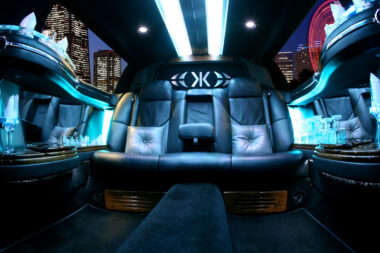Inside our 6/8-passenger limo.