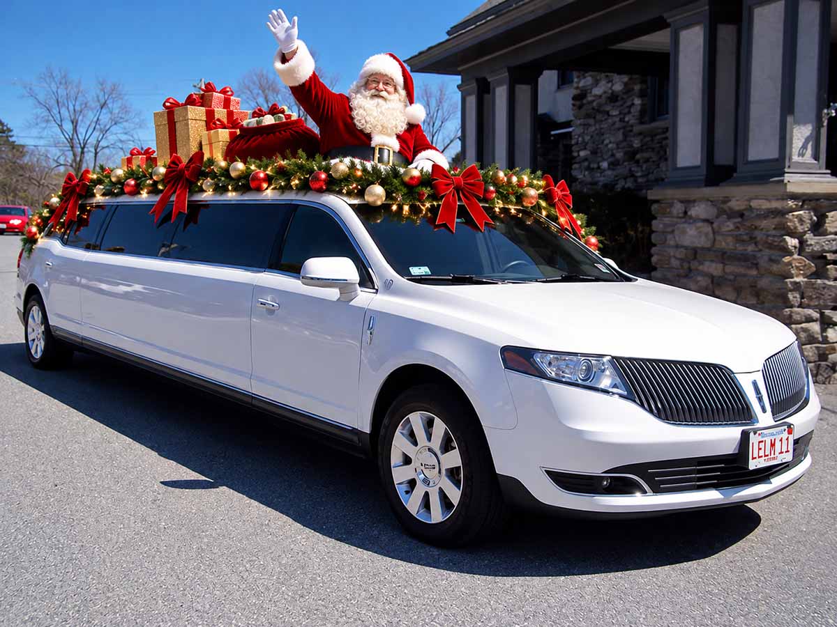 Santa in a Le Limo